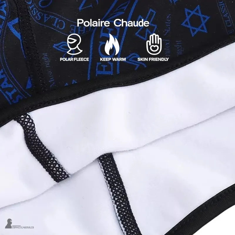 Cagoule fine sous casque avec intérieur en polaire douce et chaude, forme intégrale doublée pour l’isolation thermique, vue détaillée de la face interne sur fond blanc - Espace Cagoules