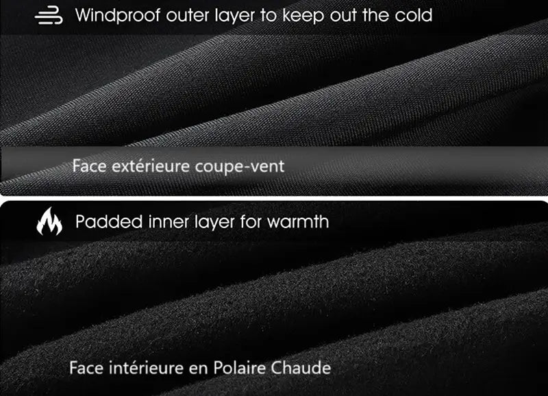 Zoom sur la doublure polaire noire d'une cagoule hiver pour moto, offrant chaleur et confort pour les trajets par temps froid.