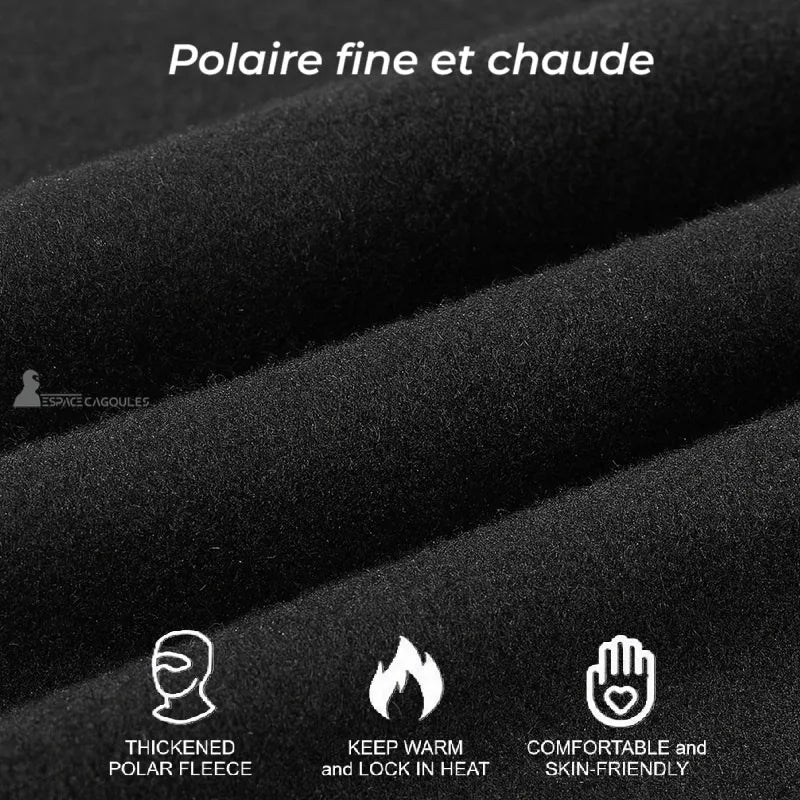 Cagoule hiver vélo en polaire fine et chaude de couleur noire pour confort et isolation thermique