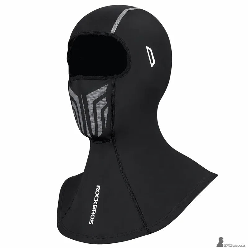 Cagoule homme moto détail de la zone respirante au niveau de la bouche avec motif graphique et schéma de souffle – Espace Cagoules