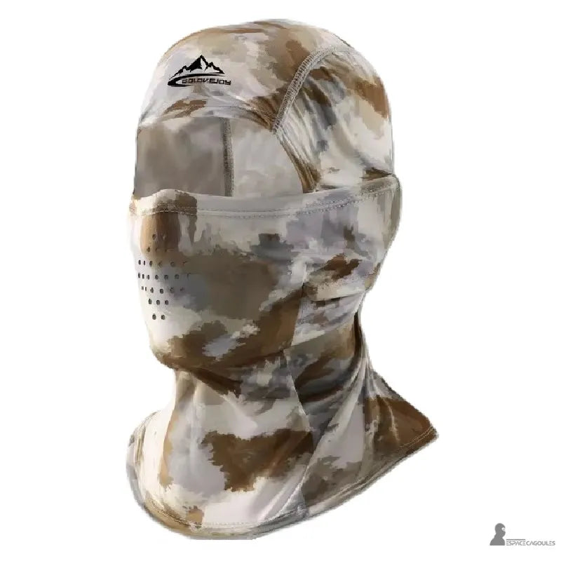 Militärische Sturmhaube mit 1 Loch aus glattem Seidenmaterial in hellem Sand-Camouflage, seitliche Stütze und verbreiterte Basis zum Schutz des Halses - Espace Cagoules