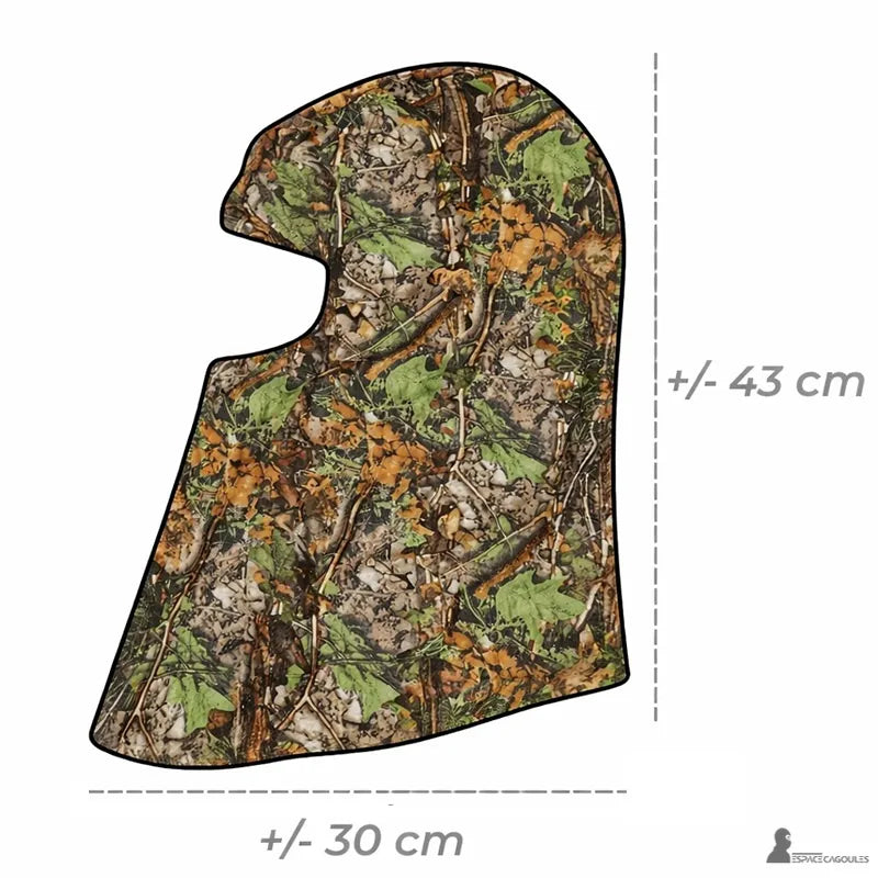 Militärische 3D-Tarnhaube aus leichtem Gewebe, flach liegend mit den Abmessungen 43 cm Höhe und 30 cm Breite, Ganzschnitt - Cagoules Raum