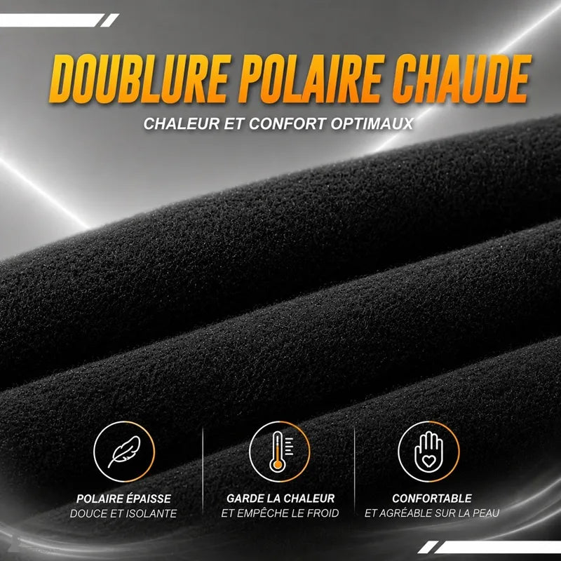 Cagoule motard détail de la doublure polaire épaisse, douce et isolante qui garde la chaleur et empêche le froid - Espace Cagoules