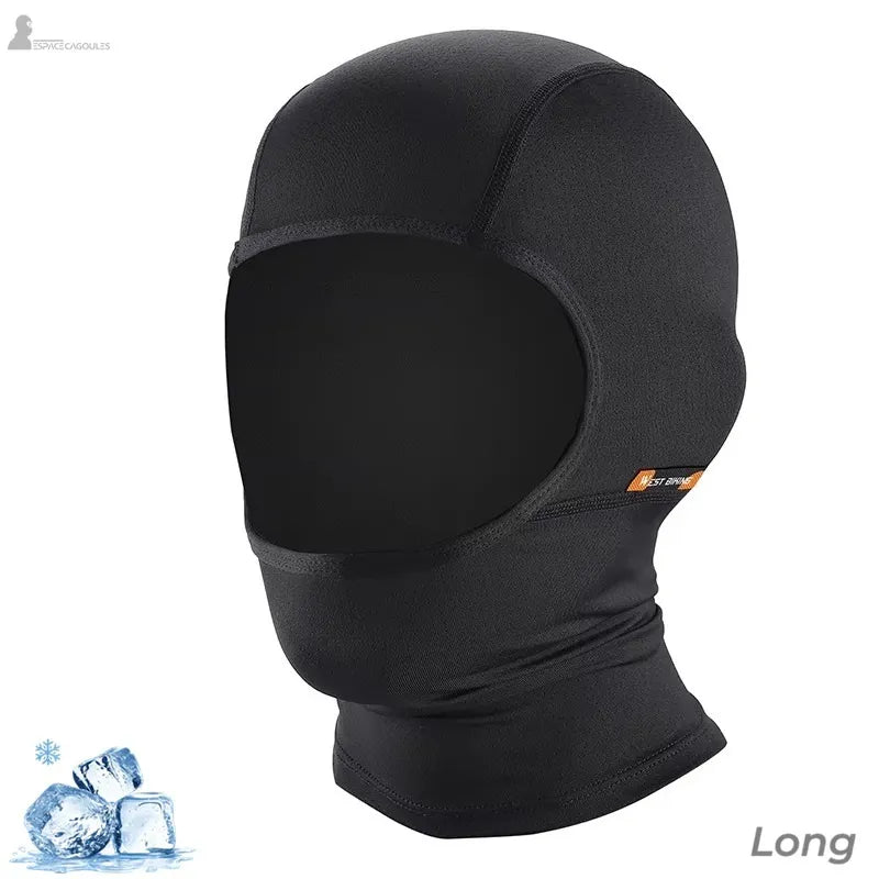 Cagoule moto été femme Libra demi-visage noire version longue protection cou et nuque — Espace Cagoules