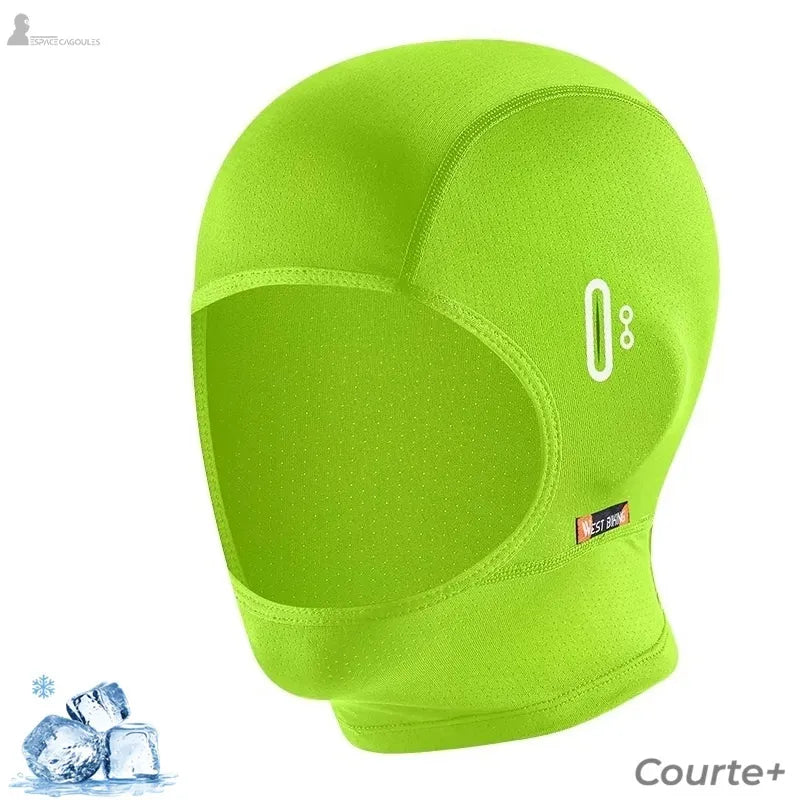Cagoule moto été femme Libra demi-visage verte version courte avec passage lunettes — Espace Cagoules