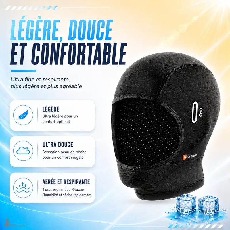 Cagoule moto été minimaliste noire ultra fine, légère et respirante à sensation peau de pêche - Espace Cagoules