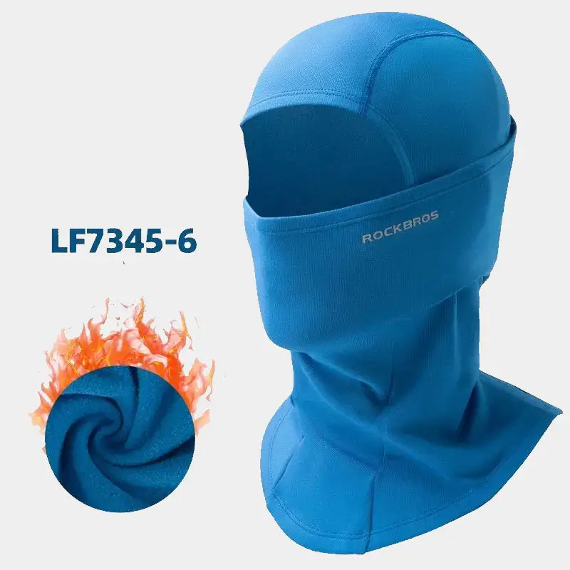Cagoule moto femme bleu ciel, parfaite pour les balades hivernales, avec une protection complète du visage et du cou, doublure chaude et tissu respirant.