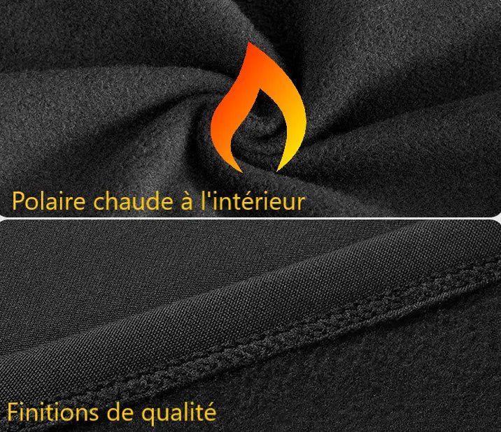 Zoom sur l’intérieur en polaire d'une cagoule moto femme, offrant une chaleur douce et un confort supérieur pour les trajets hivernaux.