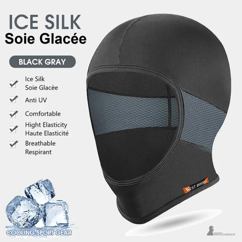 Cagoule moto femme Lumis vision intégrale coloris noir gris — soie glacée anti UV respirante — Espace Cagoules