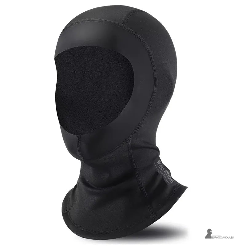 Motorrad Winter Cagoule MaxVision Version ohne Brillenöffnung, dreiviertel Ansicht auf hellem Hintergrund, Vollform mit freiem Gesichtsausschnitt - Cagoule Bereich