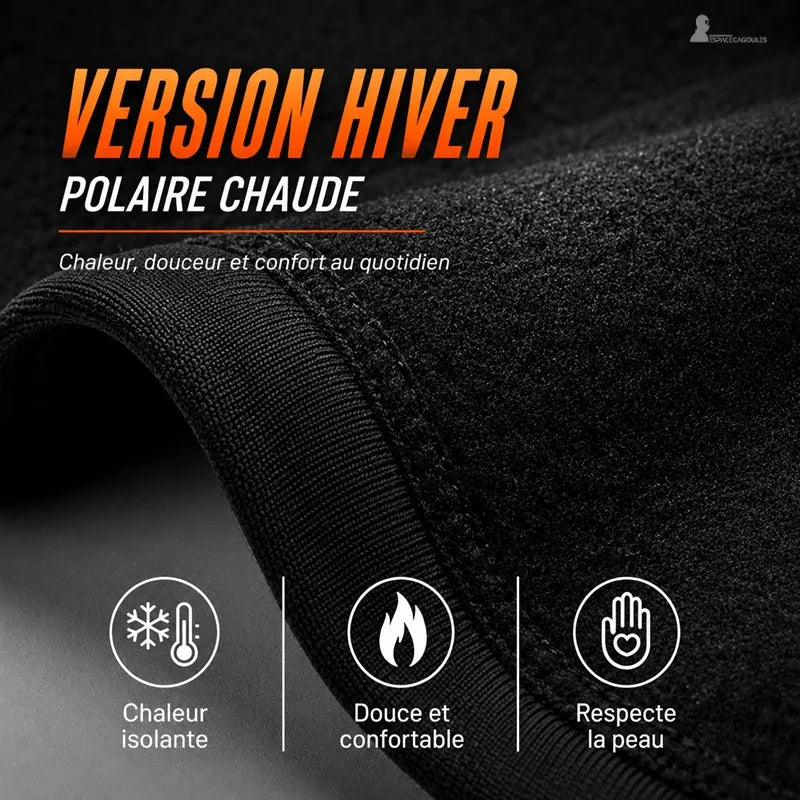 Cagoule moto homme version hiver en polaire chaude isolante et douce - Espace Cagoules
