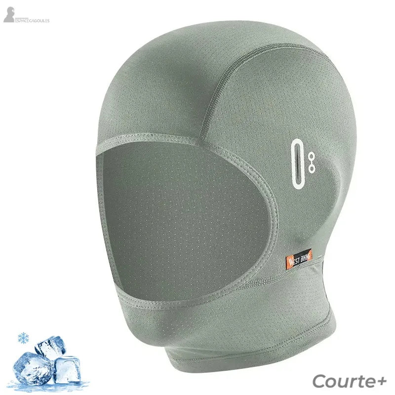 Cagoule grise courte avec passage pour branches de lunettes et maille aérée sur zone visage - Espace Cagoules