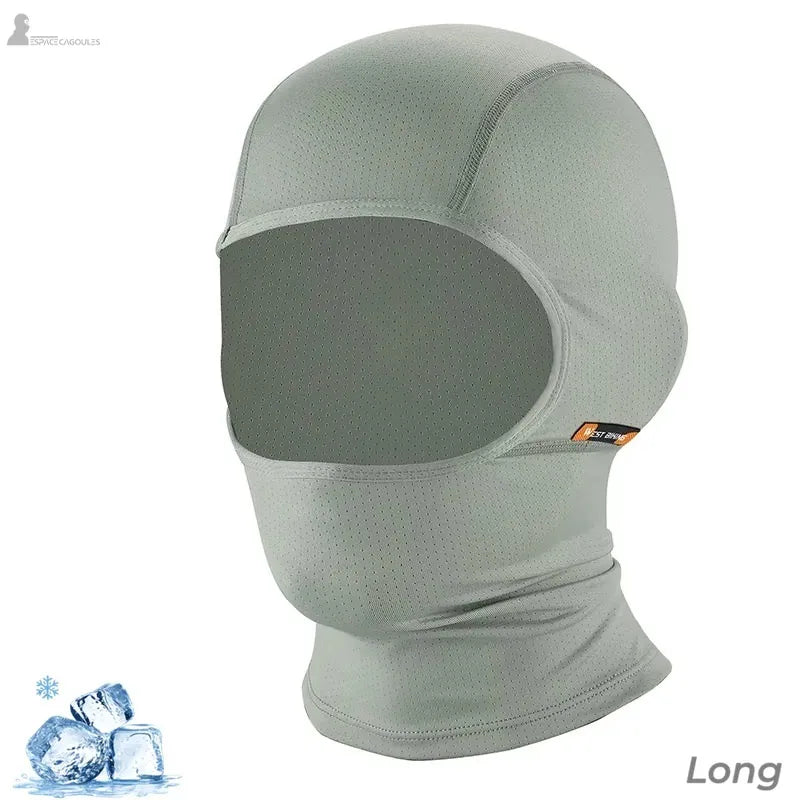 Cagoule grise longue couvrant cou et nuque avec textile perforé léger et respirant - Espace Cagoules