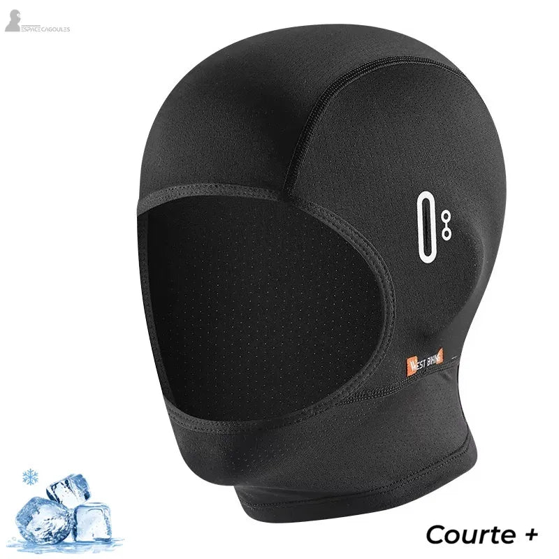 Cagoule noire courte avec ouverture lunettes et zone visage respirante micro perforée - Espace Cagoules