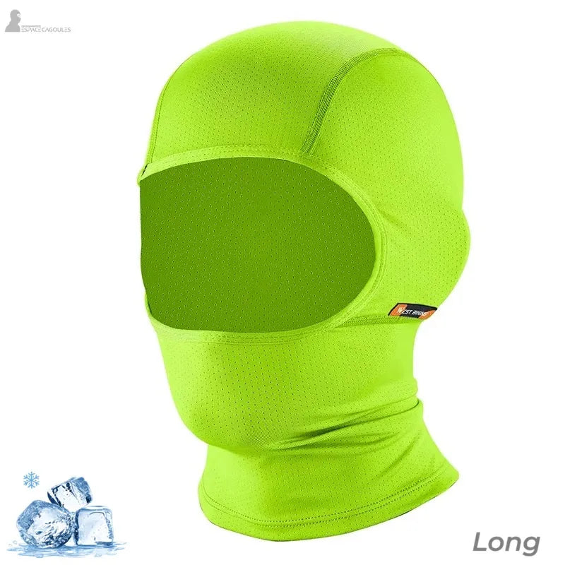 Cagoule verte longue couvrant cou avec textile respirant et forme ergonomique - Espace Cagoules