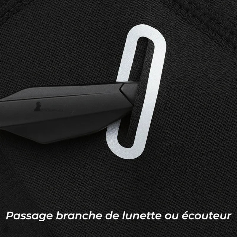 Passage pour branche de lunettes ou écouteur sur cagoule moto respirante anti-UV - Espace Cagoules