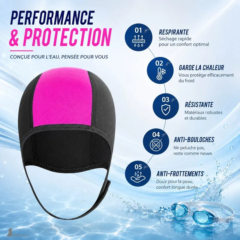 Bénéfices du bonnet néoprène de natation : respirant, garde la chaleur, résistant et anti-frottements - Espace Cagoules