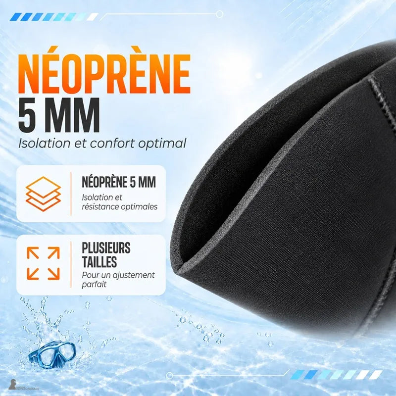 Gros plan sur le néoprène 5 mm de la cagoule H2OArmor, épaisseur isolante pour l'eau froide - Espace Cagoules