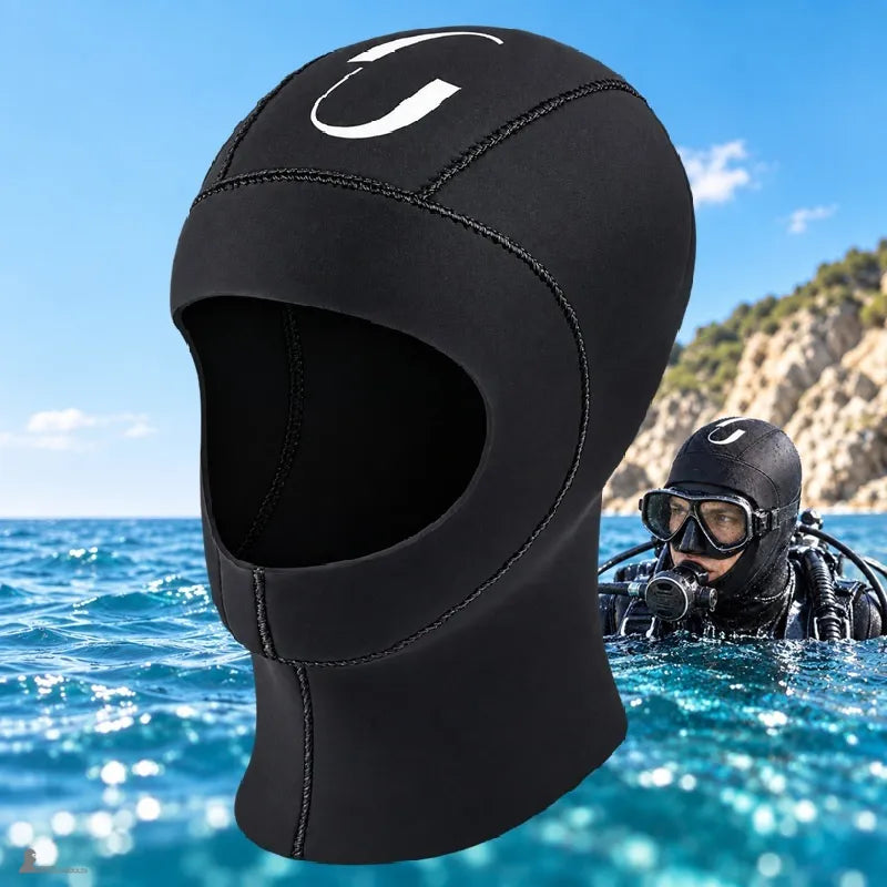 Cagoule de plongée en néoprène noir 5 mm H2OArmor, coupe couvrant la tête et le cou avec découpe autour du visage - Espace Cagoules