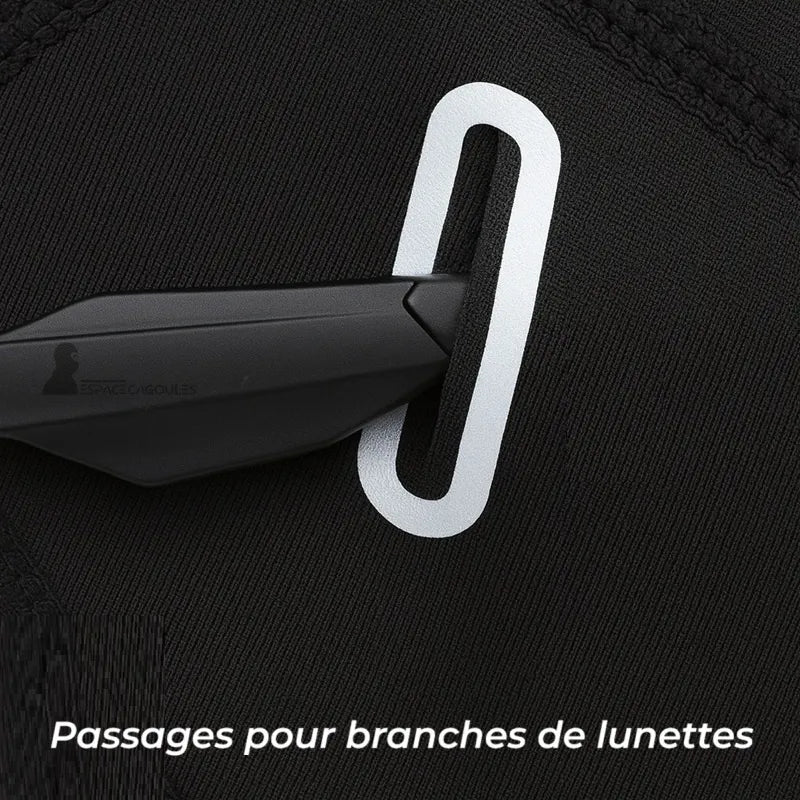 Cagoule Plastron Moto été avec passage intégré pour branches de lunettes, confort et maintien optimal sous casque