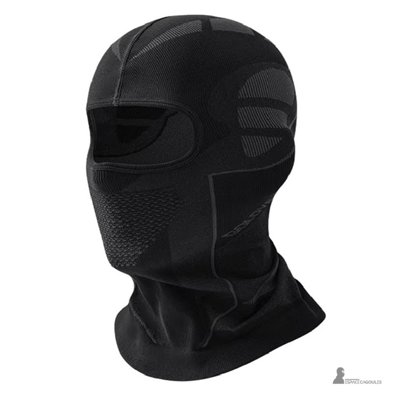 Cagoule ski homme noire intégrale avec zones respirantes et design moderne pour sorties hivernales