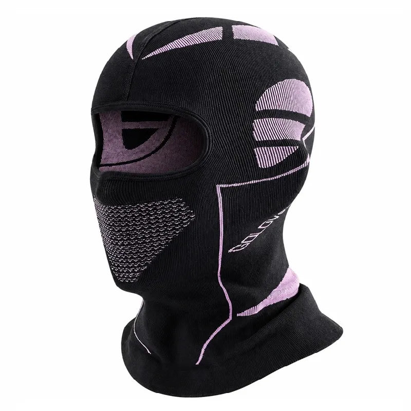 Cagoule de ski SnowGuard noire et violette vue de profil - Espace Cagoules