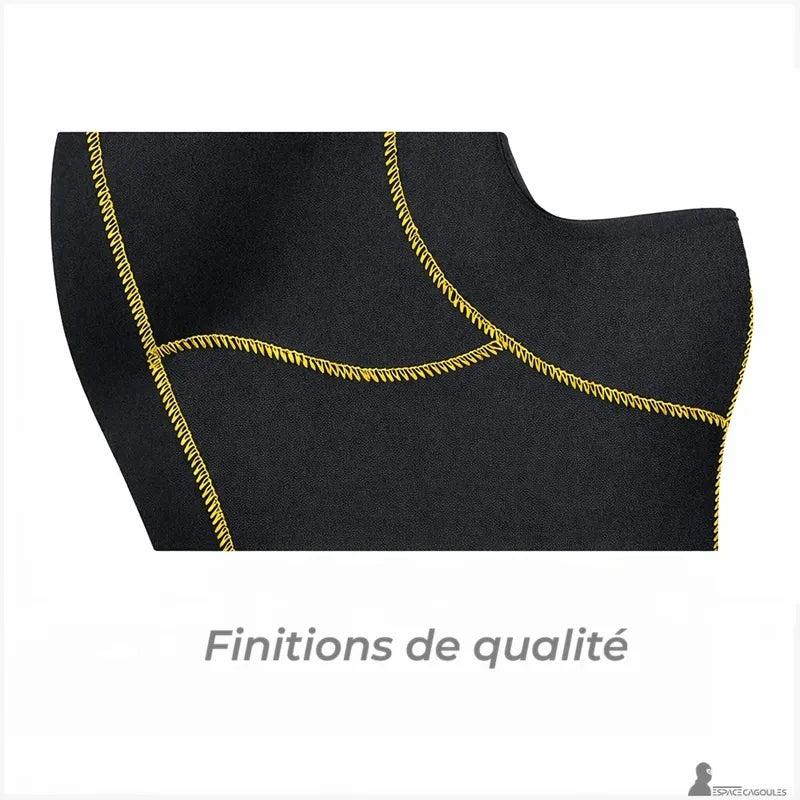 Surf-Haube für Frauen, Detail der Verarbeitung mit sichtbaren Nähten, die eine solide und langlebige Verbindung gewährleisten.