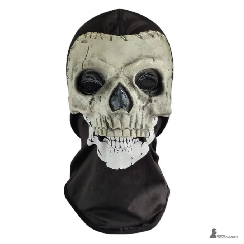 Cagoule type ghost recon version demi-masque avec partie inférieure imprimée rayée vue de face - Espace Cagoules