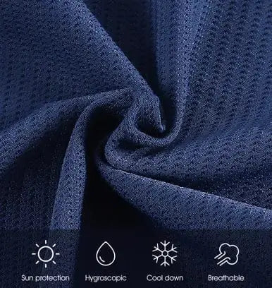 Zoom sur Tissu respirant bleu pour cagoule vélo femme, bleue, offrant protection solaire, absorption d'humidité et fraîcheur.