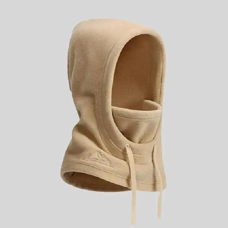 Capuche cagoule pour femme kaki clair avec intérieur en polaire, idéale pour les activités hivernales comme le ski ou la randonnée.