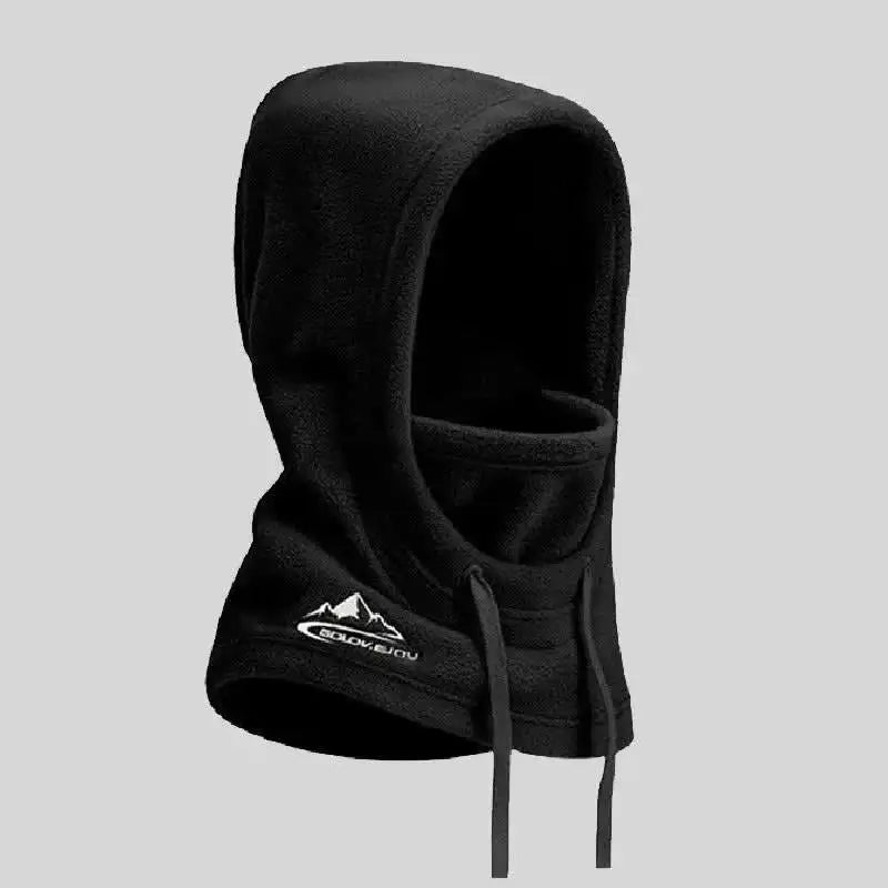 Capuche cagoule pour femme noire, élégante et pratique, conçue pour les environnements froids et les activités en plein air.