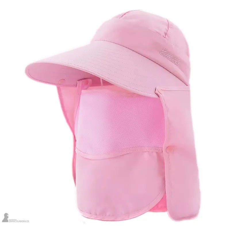 Version pink de la casquette saharienne avec masque amovible - Espace Cagoules
