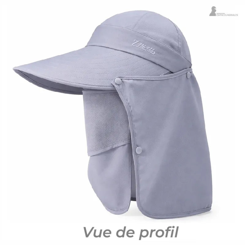 Cappello sahariano grigio visto di lato in tessuto traspirante - Spazio Cagoule