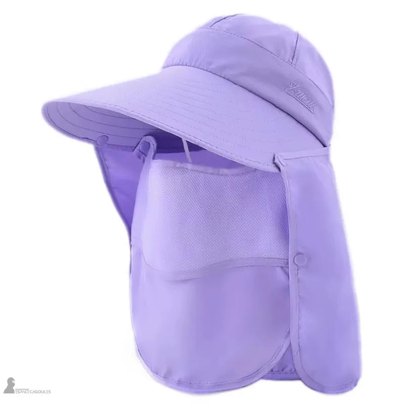 Casquette saharienne violette avec protection visage et nuque - Espace Cagoules