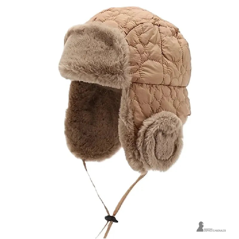 Chapka Fille coloris kkaki avec doublure en fausse fourrure chaude et oreillettes brodées – Espace Cagoules