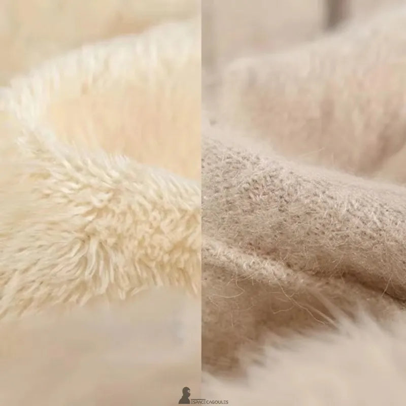 Gants chauds Femme montrant les matières intérieure et extérieure, textile chaud et doublure douce, vue comparative en gros plan - Espace Cagoules