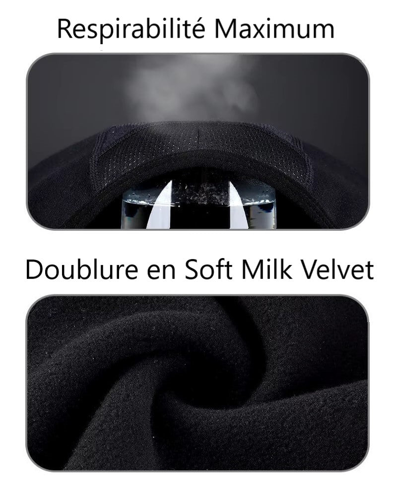 la-meilleure-cagoule-moto- avec respirabilité maximale grâce à sa zone en nid d'abeille et doublure intérieure en Soft Milk Velvet pour une chaleur optimale.
