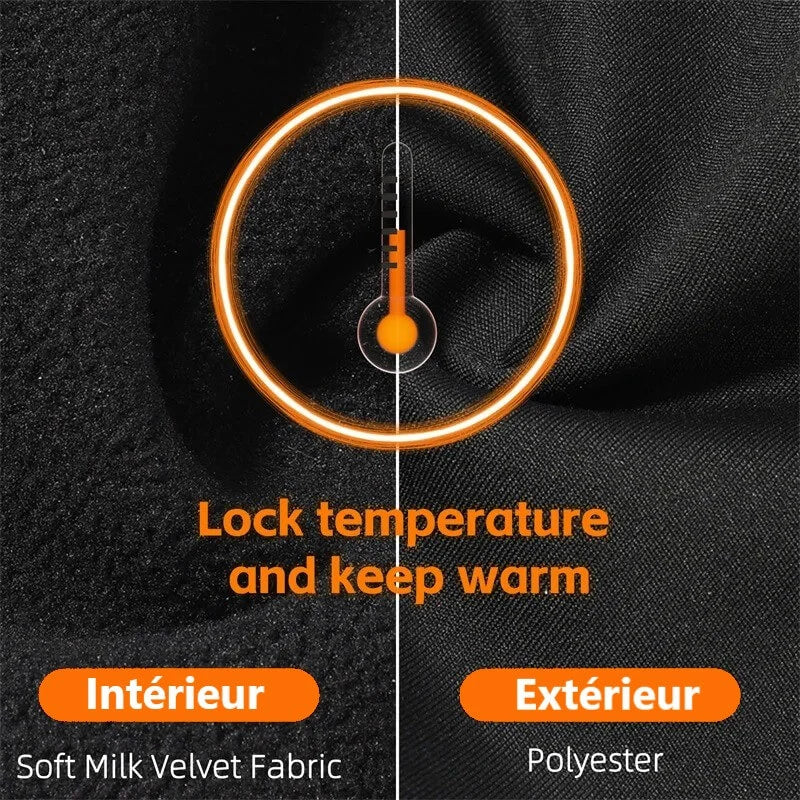Meilleure cagoule moto en tissu double couche, avec intérieur en soft milk velvet et extérieur en polyester, conçue pour maintenir la chaleur par temps froid.