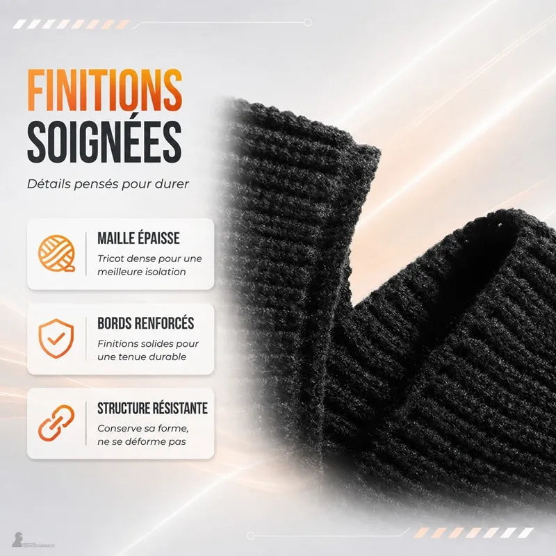 Détail de la maille tricotée chaude de la cagoule DuoPeak pour l'hiver - Espace Cagoules