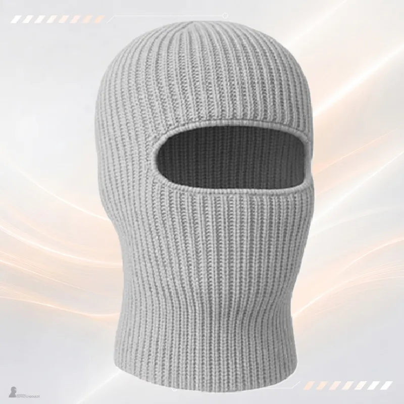 Passe-montagne cagoule DuoPeak gris clair déployé sur fond clair, coloris gris - Espace Cagoules