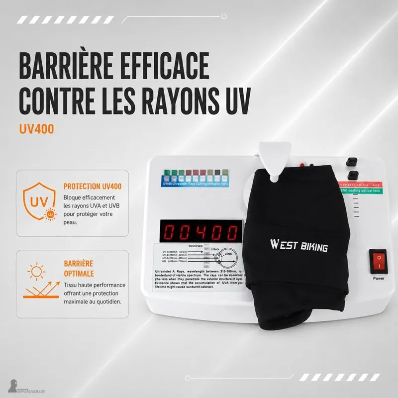 Sous casque moto été testé en protection UV400 contre les rayons UVA et UVB sur appareil de mesure - Espace Cagoules