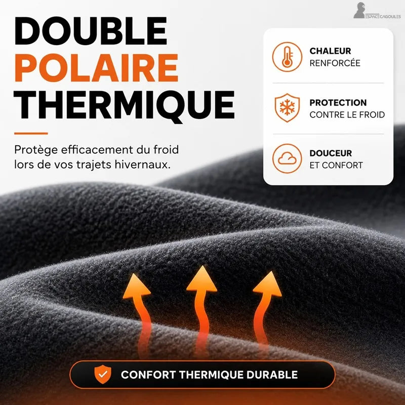 Texture de la double polaire thermique noire coupe-vent contre le froid - Espace Cagoules